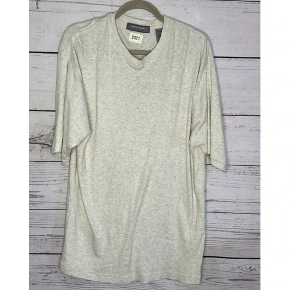 Pierre Cardin Men's‎ XL Ivory Tee Knit Ribbed Pullover Sweater Short Sleeve